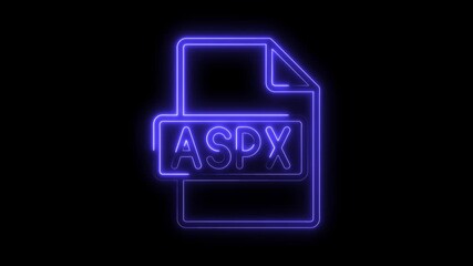 Glowing neon A S P X file icon with transparent background for digital technology and web development
