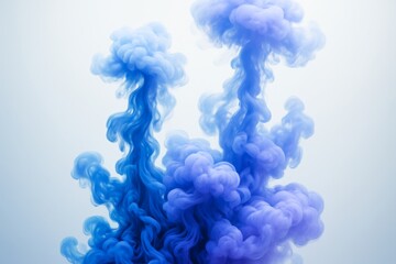 Poster - Abstract colorful ink clouds in water creating soft swirling shapes in blue and purple tones on light background. Ai generative. Ai generative
