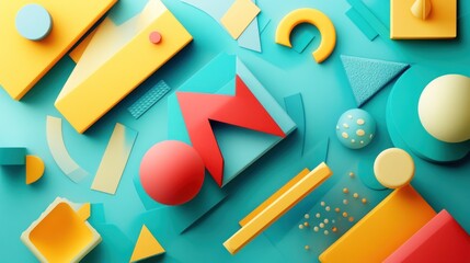 Colorful geometric shapes, abstract design, bright pastel colors, 3d shapes, modern, trendy, creative, 