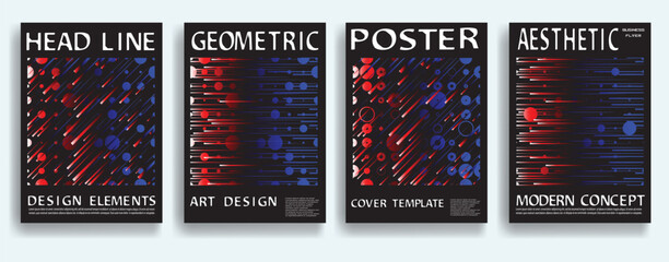 Poster - Modern posters . Vector design composition with colorful various geometric shapes . Abstract contemporary art . Vector art ideal for media, ads, covers, brochures, banners.
