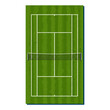 © DigitalStock - Aerial View of a Green Grass Tennis Court with Net