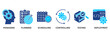 © Joniack - Release management icon set vector illustration concept relate to managing, planning, scheduling, controlling, testing and deployment