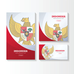 Wall Mural - Set Gradient indonesia independence day illustration. Indonesia Happy Independence Day greeting card, banner, and gradient background