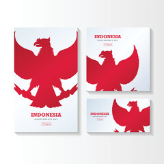 Wall Mural - Set Gradient indonesia independence day illustration. Indonesia Happy Independence Day greeting card, banner, and gradient background