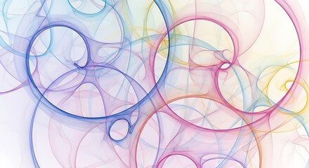 Poster - Ethereal circles abstract design with translucent overlapping shapes and pastel tones