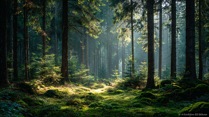  Beautiful forest landscape photography with green moss and trees in woodland nature scene image stock 100