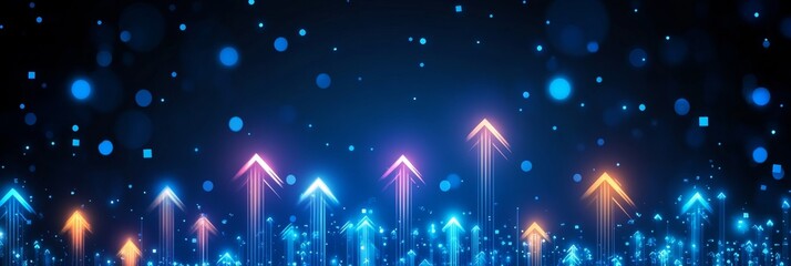 Poster - Dynamic and Futuristic Digital Transformation Business Strategy with Glowing Data Analysis Arrows