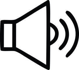 Poster - Simple hand drawn outline of a speaker icon emitting sound waves indicating audio output and volume