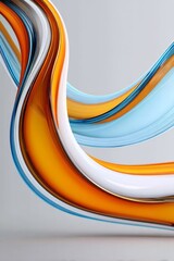 Poster - Elegant and Dynamic Stock Image of Fluid Curves in Glossy Hues Capturing Ethereal Charm and Energy
