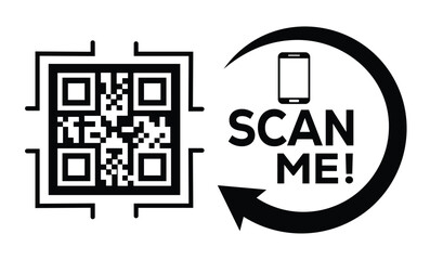 scan qr code icon. digital scanning qr code. qr code scan for smartphone. scan here text on top of t