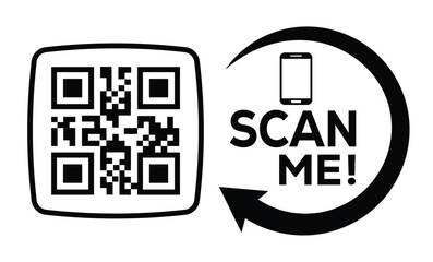 scan qr code icon. digital scanning qr code. qr code scan for smartphone. scan here text on top of t