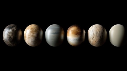 Wall Mural - 3d render of celestial planets in stunning harmony against black