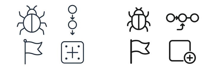 Poster - Vector icons representing insects and flags for web design or application development