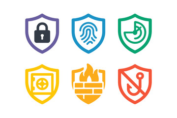 Poster - Security icons depicting various protection methods and symbols in a clean design