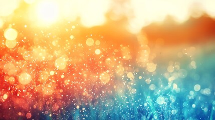 Poster - Radiant Burst of Light with Soft Bokeh, Abstract Aurora of Gentle Glowing Rays on Warm Background