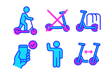 Poster - Creative representations of scooter usage, regulations, and mobile app interaction in urban settings