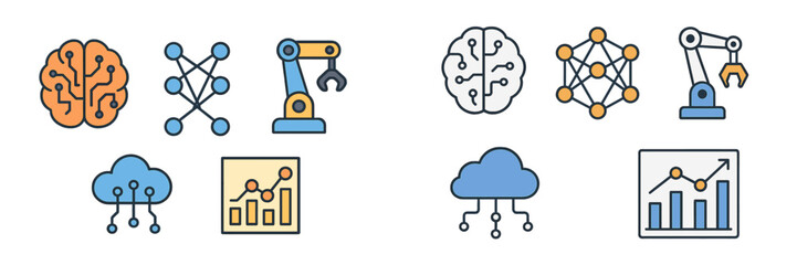 Poster - Various icons representing artificial intelligence, machine learning, and robotics in a modern digital context