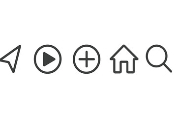 Poster - Collection of user interface icons depicting navigation, playback, add, home, and search functions
