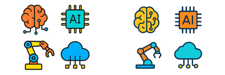 Poster - Visual representation of artificial intelligence concepts with neural networks and robotic elements in a modern design