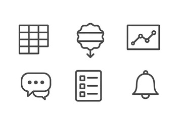 Poster - Collection of simple icons representing various concepts in digital communication and data analysis