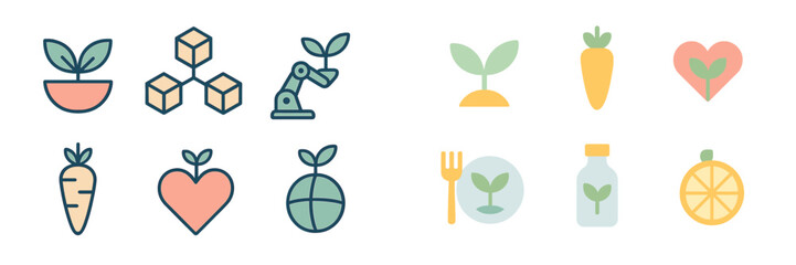 Poster - Icons representing plant growth, sustainability, and healthy living designed for digital and print projects