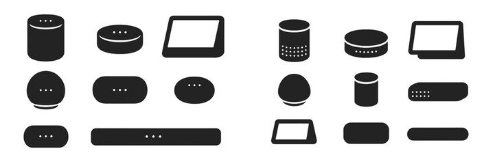 Poster - Smart home devices display featuring various shapes and designs in a modern style for connectivity and convenience