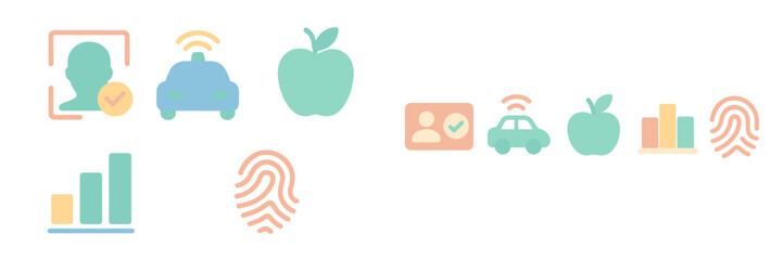 Poster - Icons representing technology, security, and data analytics in a modern design used for digital applications and interfaces