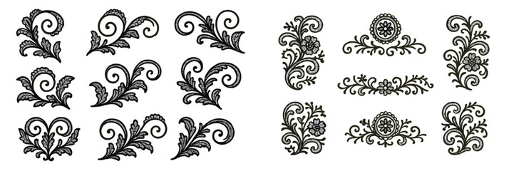 Poster - Intricate floral designs and decorative elements for artistic projects and crafts