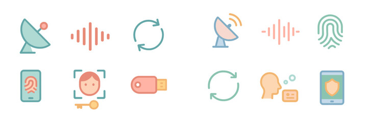 Poster - Digital icons representing communication technology and security systems in a modern context