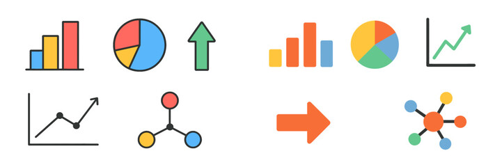 Poster - Visual representation of various data analytics concepts with graphs and charts displayed together for easy comparison