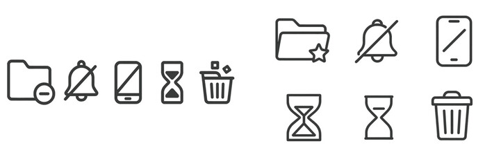 Poster - Symbols representing various digital notifications and actions displayed in a minimalistic design on a light background