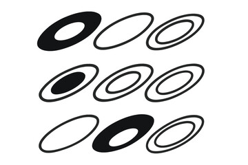 Poster - Geometric black and white shapes arranged in a pattern on a minimal background