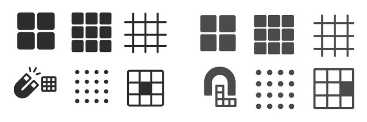 Poster - Diverse collection of grid and pattern icons displayed in various styles