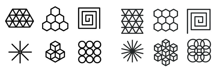 Poster - geometric designs featuring various shapes and patterns in a monochrome style for artistic explorati