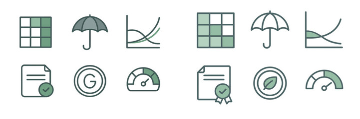 Poster - Set of minimalist icons representing various concepts and activities in a clean aesthetic