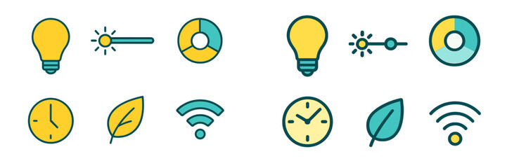 Poster - Various icons representing time, nature, and technology in a modern design suitable for digital applications