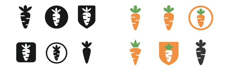 Poster - Variety of carrot logos showcased in different styles and colors for graphic design inspiration