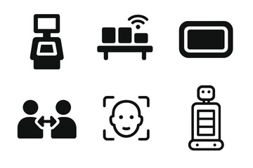 Poster - Technology icons illustrating automated interactions and user interfaces in a modern environment
