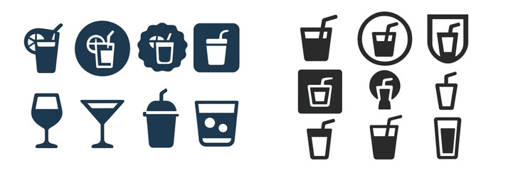 Poster - Different styles of drink icons representing various beverage types in a simple, modern design