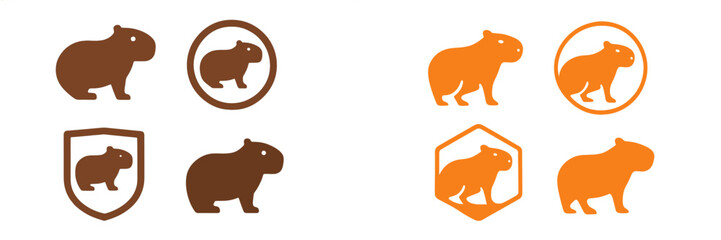 Poster - Unique illustrations of capybaras in various designs and shapes featuring playful silhouettes and simplified forms