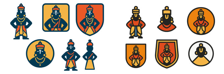 Poster - colorful illustrations of traditional figures with various poses and designs for cultural representa