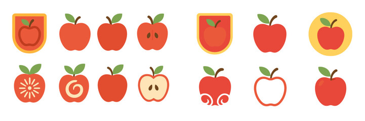 Poster - Collection of apple designs featuring colorful graphic illustrations and various motifs