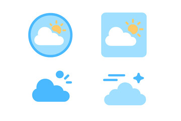 Poster - Cloud icons representing various weather conditions in a minimalist style with bright colors