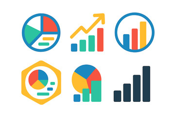 Poster - Colorful graphics depicting various types of data visualization in a modern design style for data analysis