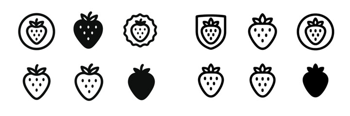 Poster - Multiple strawberry icons designed in a simple, flat style for versatile graphic use in various contexts