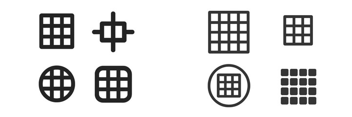Poster - Different styles of grid icons showcasing various sizes and configurations suitable for app design and user interfaces