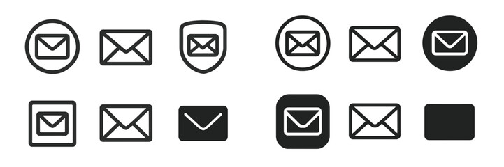 Poster - Variety of envelope icons designed for digital communication, showcasing simplicity and clarity in design