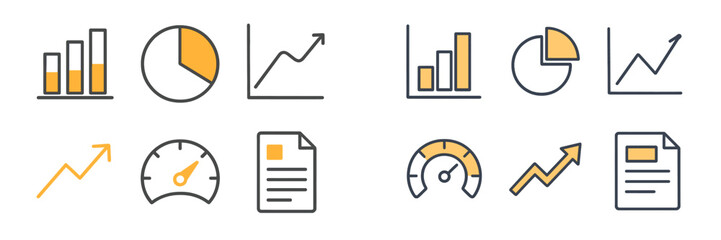Poster - Graphs and charts showcasing data analysis trends in a modern business presentation environment