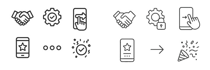 Poster - Digital collaboration icons illustrate teamwork, communication, and project completion in a modern setting