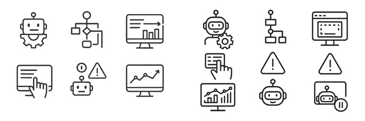 Poster - Icons representing automation, data analysis, and user interaction in technology settings